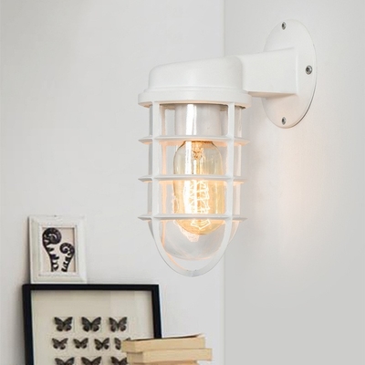 Retro Industri Seni Lampu Dinding Ruang Makan Ruang Tamu Toko Pakaian Kaca Berongga Besi Lampu Dinding Lampu Samping Tempat Tidur