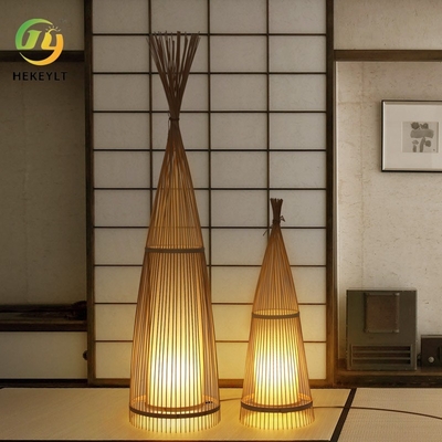 Lampu Berdiri Tenun Bambu Buatan Tangan Lampu Lantai Untuk Lampu Kamar Tidur Ruang Tamu