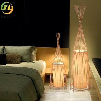 Lampu Berdiri Tenun Bambu Buatan Tangan Lampu Lantai Untuk Lampu Kamar Tidur Ruang Tamu