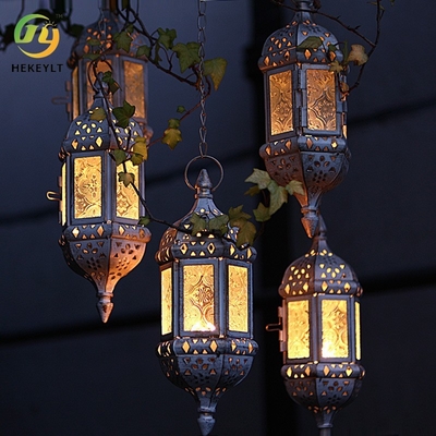 Lampu Gantung Menorah Maroko Kaca Gantung Besi untuk Rumah Pernikahan