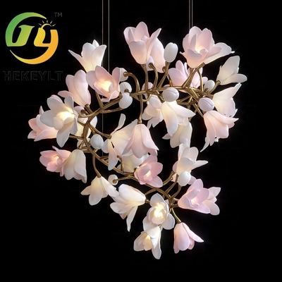 Lampu Gantung Proyek Modern Keramik Seni Bunga Mewah yang Disesuaikan Untuk Lobi Pernikahan Hotel