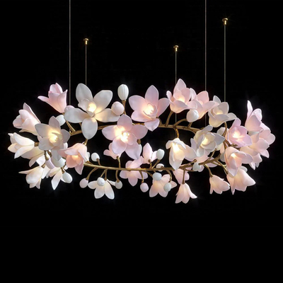 Lampu Gantung Proyek Modern Keramik Seni Bunga Mewah yang Disesuaikan Untuk Lobi Pernikahan Hotel