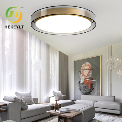 Modern Luxury LED Ceiling Light Besi Atau Semua Tembaga Lingkaran Flush Mount Light