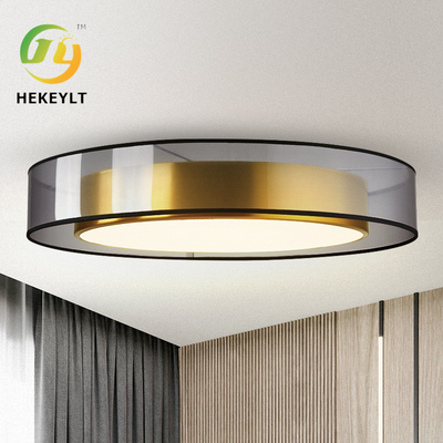 Modern Luxury LED Ceiling Light Besi Atau Semua Tembaga Lingkaran Flush Mount Light