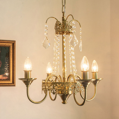 Court Perancis Crystal Chandelier Light Kamar tidur mewah Villa Dining Room Vintage Lampu lilin Pendant