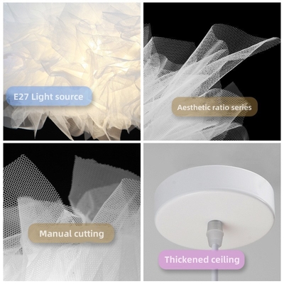 Modern Nordic Creative White Yarn LED Chandelier Lampu Gantung Awan Putih Sederhana Untuk Kamar Tidur
