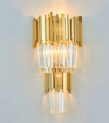 Lebar 350mm Tinggi 550mm Lampu Dinding Kristal Kaca Postmodern Untuk Hotel