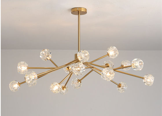 Tinggi 53cm Golden Indoor G9 Tree Branch Crystal Modern Pendant Light