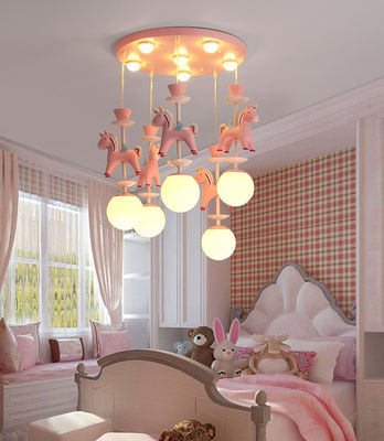 Kamar Anak E27 Nordic Pink Modern Pendant Light dengan Lima atau Tiga Kepala