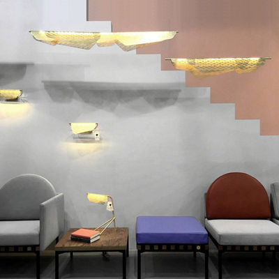 Champagne Gold Metal Mesh LED Pendant Light Modern Untuk Rumah