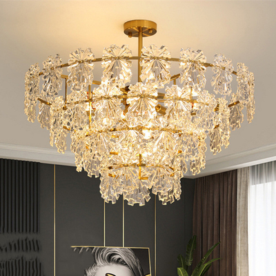 Besi Emas Modern Crystal Pendant Light Desain Ruang Tamu Hotel Interior