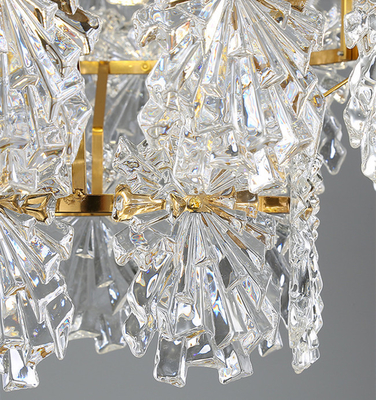 Besi Emas Modern Crystal Pendant Light Desain Ruang Tamu Hotel Interior
