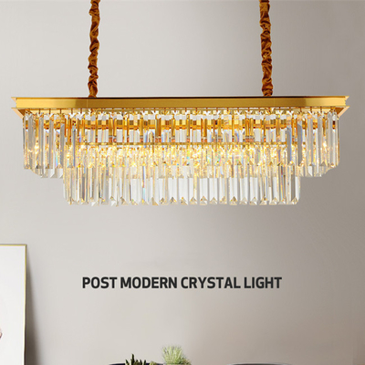 Lampu Langit-langit Kristal Liontin Modern Dekoratif Dalam Ruangan Emas L90 * W35 * H50cm