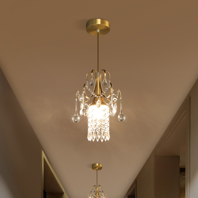 Apartemen Kustom Modern Crystal Gold Pendant Light D23*H30cm